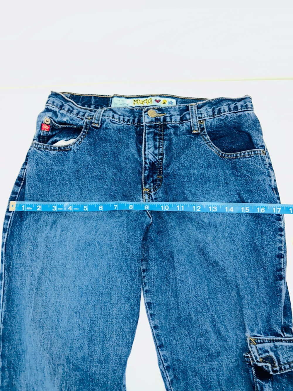 Vintage Y2K Mudd Cargo Flared Jeans 30 x 26 Medium Wash - Picture 9 of 9
